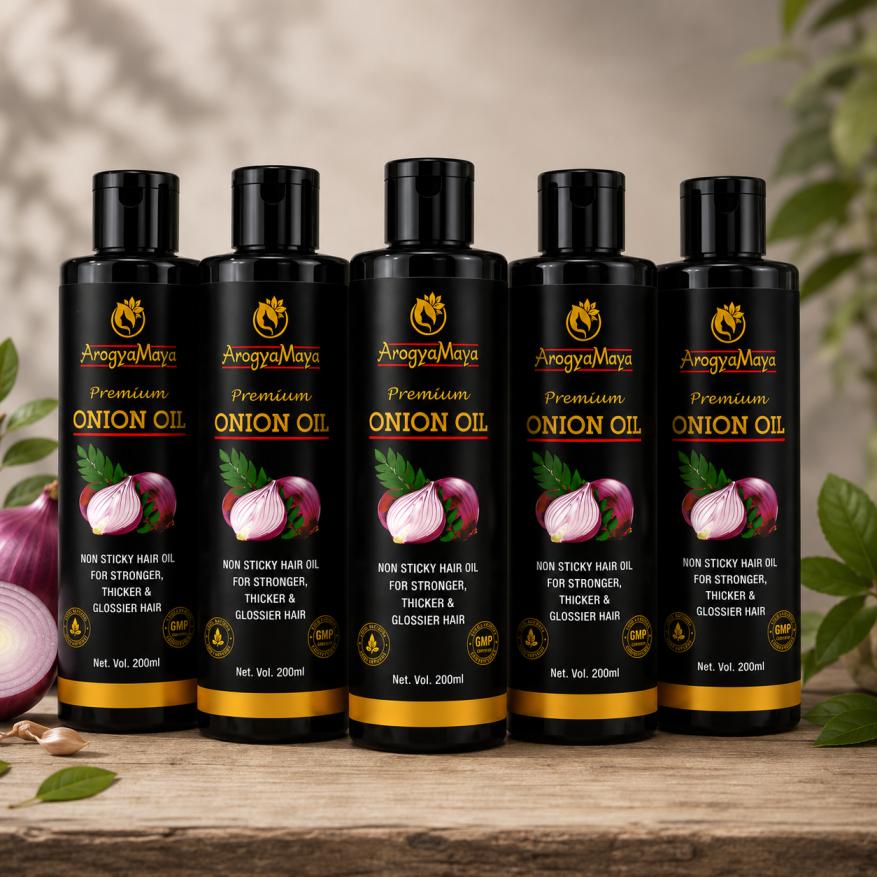 ArogyaMaya Premium Onion Hair Oil (Pack of 5 / 200*5 ML)